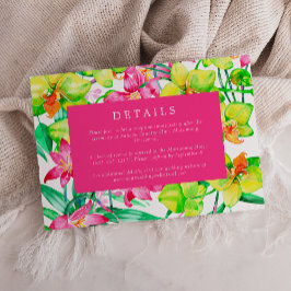 Cartão De Informações Detalhes de Casamento com Floral Cor-de-Rosa em Aq