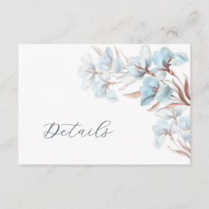 Cartão De Informações Detalhes de Casamento com Flores Azuis Camadas