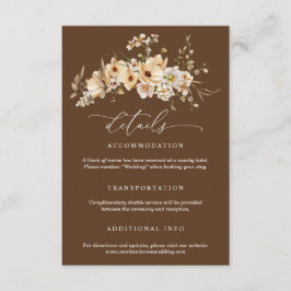 Cartão De Informações Detalhes de Casamento com Flores Selvagens Bege