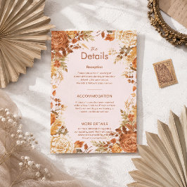 Cartão De Informações Detalhes de Casamento com Folhas de Outono Rústica