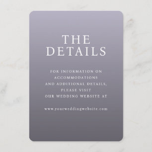Cartão De Informações Detalhes de casamento com gradiente roxo elegante