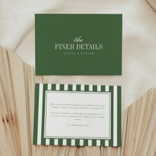 Cartão De Informações Detalhes de Casamento com Listras de Verde Oliva M