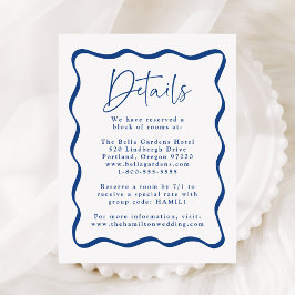 Cartão De Informações Detalhes de Casamento com Moldura Azul Moderna Ond