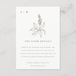 Cartão De Informações Detalhes de Casamento com Monograma de Desenho Flo