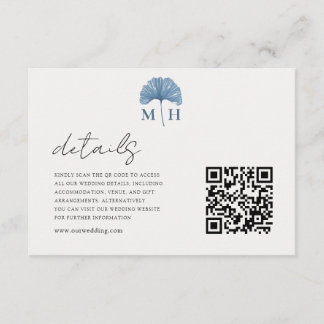 Cartão De Informações Detalhes de Casamento com Monograma em Código QR A