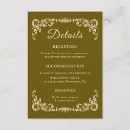 Cartão De Informações Detalhes de Casamento com Monograma Floral Vintage