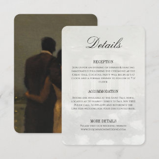 Cartão De Informações Detalhes de Casamento com Pintura a Óleo Vintage E