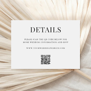 Cartão De Informações Detalhes de Casamento com QR Code Simples Moderno