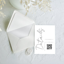 Cartão De Informações Detalhes de casamento com QR code simples moderno