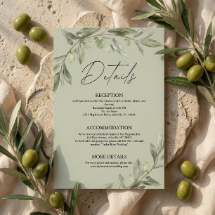 Cartão De Informações Detalhes de Casamento com Ramo de Oliveira Persona
