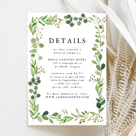 Cartão De Informações Detalhes de Casamento com Verde Água