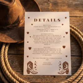 Cartão De Informações Detalhes de Casamento Country Ocidental Rústico Ca