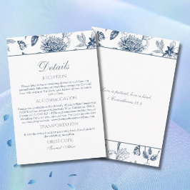 Cartão De Informações Detalhes de Casamento Cristão Blue Chinoiserie