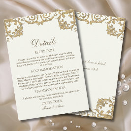 Cartão De Informações Detalhes de Casamento Cristão Vintage Ivory Rococo