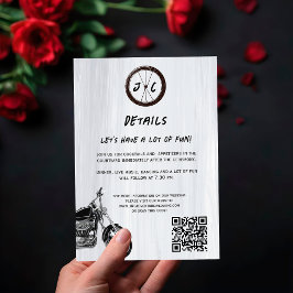 Cartão De Informações Detalhes de Casamento da Aventura Motociclista Mod