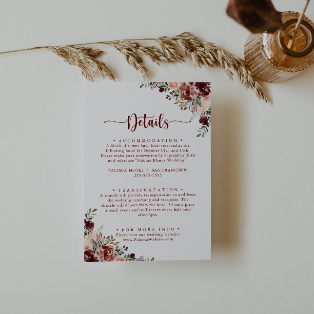 Cartão De Informações Detalhes de Casamento da Caligrafia Rustic Summer (Criador carregado)