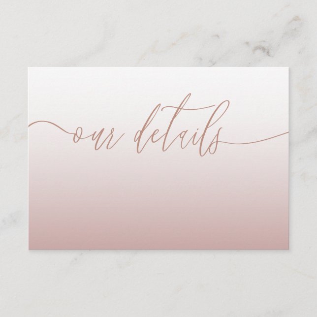 Cartão De Informações Detalhes de Casamento da Elegante Rosa Dourada e C (Frente)