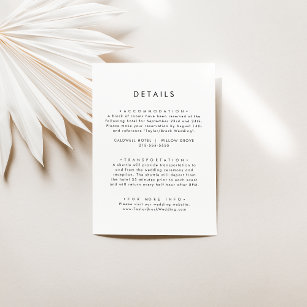 Cartão De Informações Detalhes de Casamento da Tipografia Chic