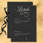 Cartão De Informações Detalhes de Casamento das Estrelas Vitorianas da M<br><div class="desc">Descubra a mística da sua história de amor com a nossa carta de detalhes do casamento de romance escuro. Esta design de suite escura encantadora apresenta um convite com um gráfico oculto vitoriano de um sol, lua e estrelas, belamente intrincado e detalhado. As placas de suíte são preto e branco...</div>