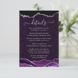 Cartão De Informações Detalhes de Casamento de Ágata Mármore Roxo e Prat