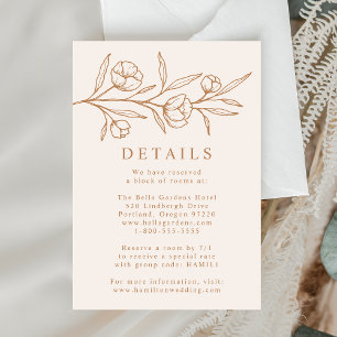 Cartão De Informações Detalhes de Casamento de Amêndoa e Floral Desenhad