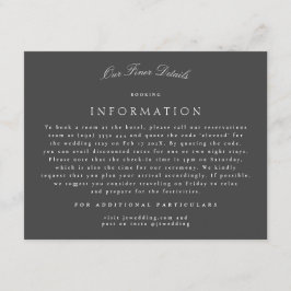 Cartão De Informações Detalhes de Casamento de Caligrafia Clássica Cinza