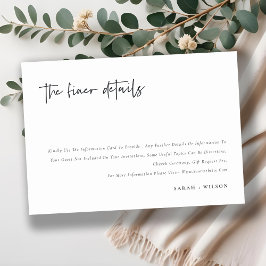 Cartão De Informações Detalhes de Casamento de Caligrafia Mínima Simples