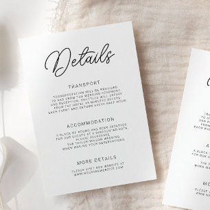 Cartão De Informações Detalhes de Casamento de Caligrafia Moderna e Dive