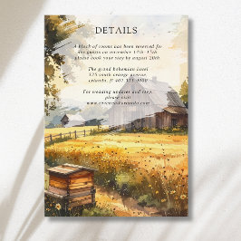 Cartão De Informações Detalhes de Casamento de Campo de Outono Vintage
