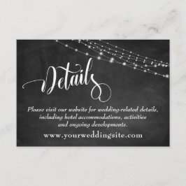 Cartão De Informações Detalhes de Casamento de Chalkboard & Light String