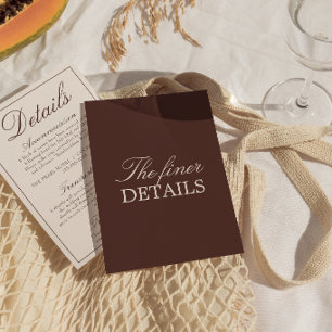 Cartão De Informações Detalhes de Casamento de Chocolate Marrom Antigo D