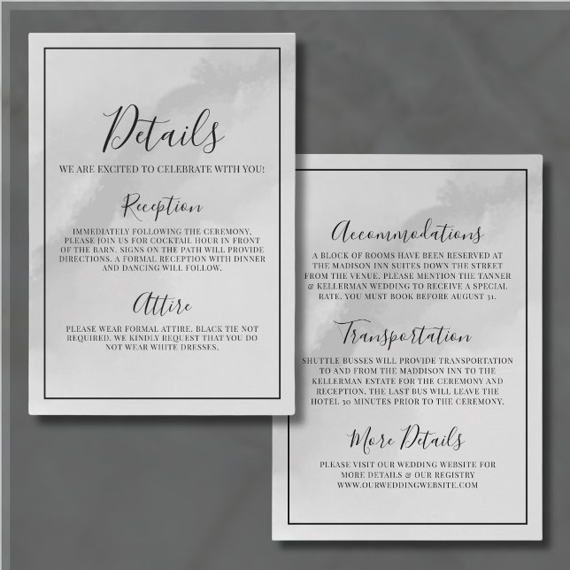 Cartão De Informações Detalhes de Casamento de Cinzas Elegantes Mínimos (Minimal Elegant Gray Wedding Details Enclosure Card)