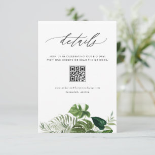 Cartão De Informações Detalhes de Casamento de Código QR de Monstera em