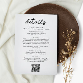 Cartão De Informações Detalhes de Casamento de Código QR de Script Chic 