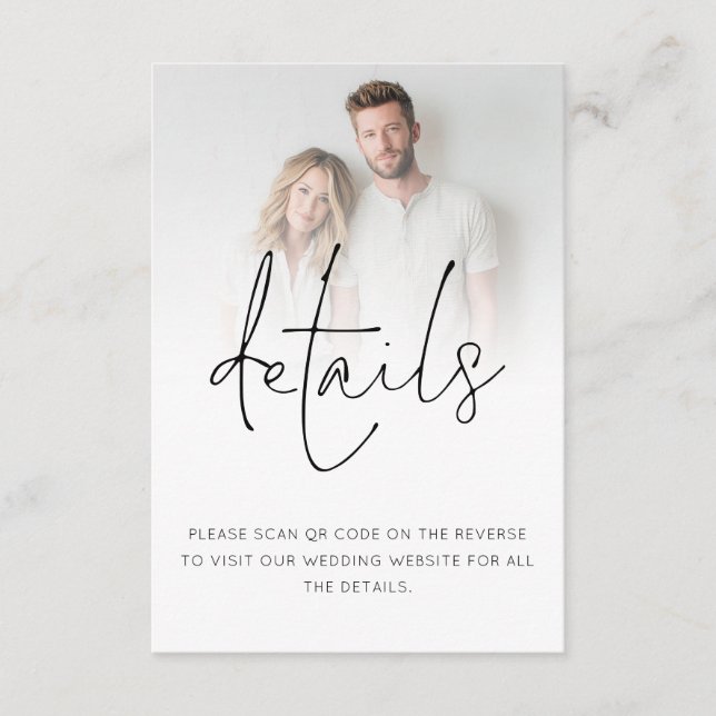 Cartão De Informações Detalhes de Casamento de Código QR de Sobreposição (Frente)