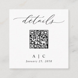 Cartão De Informações Detalhes de Casamento de Código QR Elegante Simple