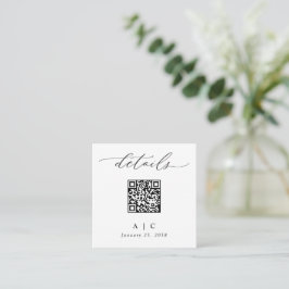 Cartão De Informações Detalhes de Casamento de Código QR Elegante Simple