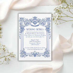 Cartão De Informações Detalhes de Casamento de Coluna Barroca Floral Ele