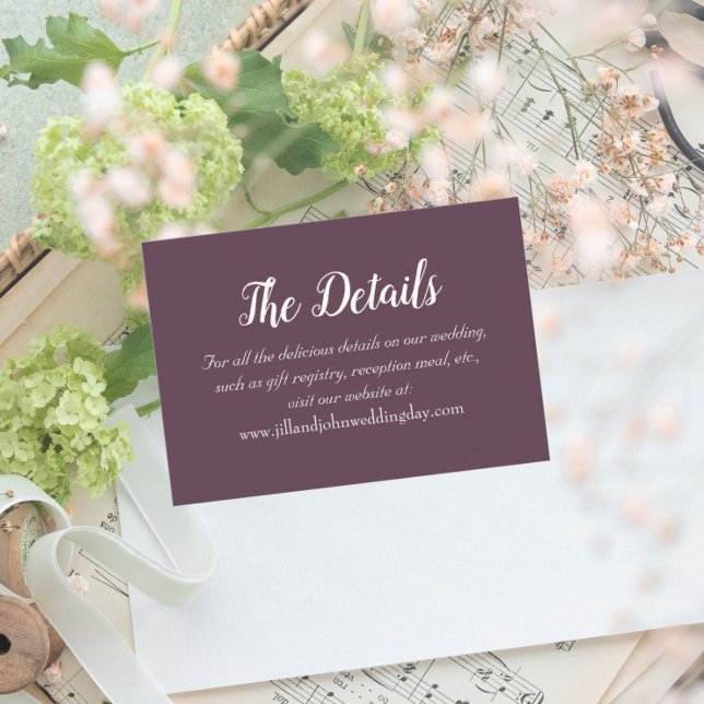 Cartão De Informações Detalhes de Casamento de Estilo Simples de EggPlan (In Situ Wedding)