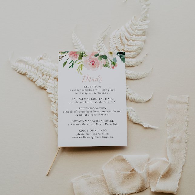 Cartão De Informações Detalhes de casamento de flores de outono elegante (Criador carregado)