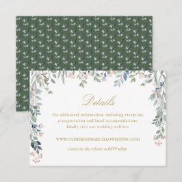 Cartão De Informações Detalhes de casamento de flores silvestres de ouro