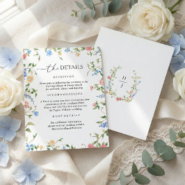 Cartão De Informações Detalhes de Casamento de Flores Silvestres Elegant