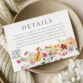 Cartão De Informações Detalhes de Casamento de Flores Silvestres em Aqua