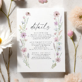 Cartão De Informações Detalhes de Casamento de Flores Silvestres Pastel