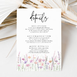 Cartão De Informações Detalhes de Casamento de Flores Silvestres Pastel