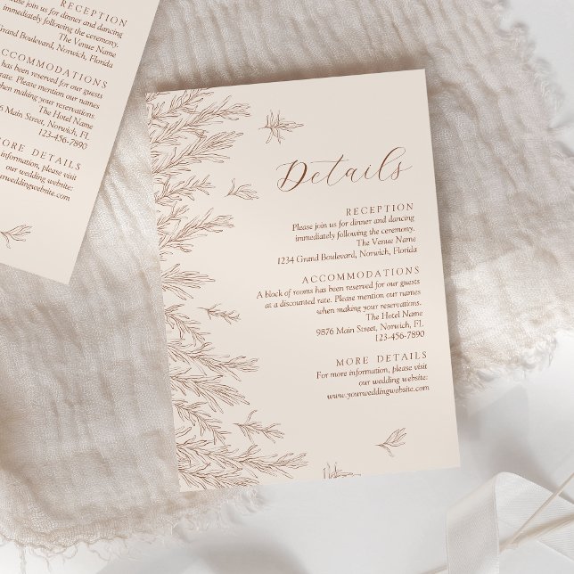 Cartão De Informações Detalhes de Casamento de Folhas Mínimas Modernas d (Criador carregado)