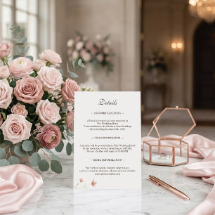 Cartão De Informações Detalhes de Casamento de Jardim Elegante com Flora