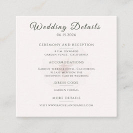 Cartão De Informações Detalhes de Casamento de Jardim Floral Bege Person