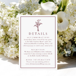 Cartão De Informações Detalhes de Casamento de Lírio Calla Burgundy Clás