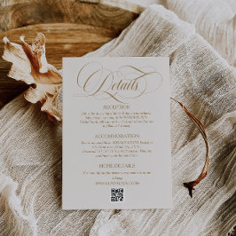 Cartão De Informações Detalhes de casamento de marfim de script elegante